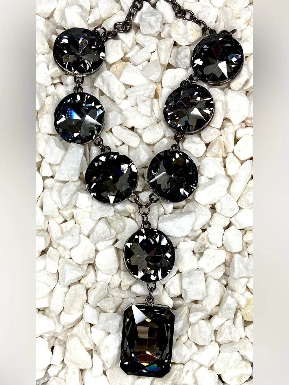 Statement Piece Necklace - Silver-Tone Sparkling Pendant - Picture 3 of 3